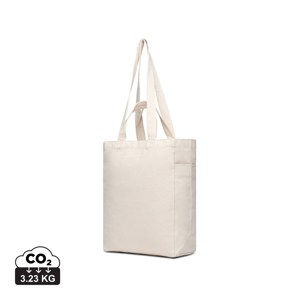 Tote bag personnalisable zippé toile recyclée 400g Hilo VINGA Blanc cassé